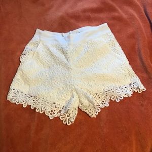 Floral White Shorts